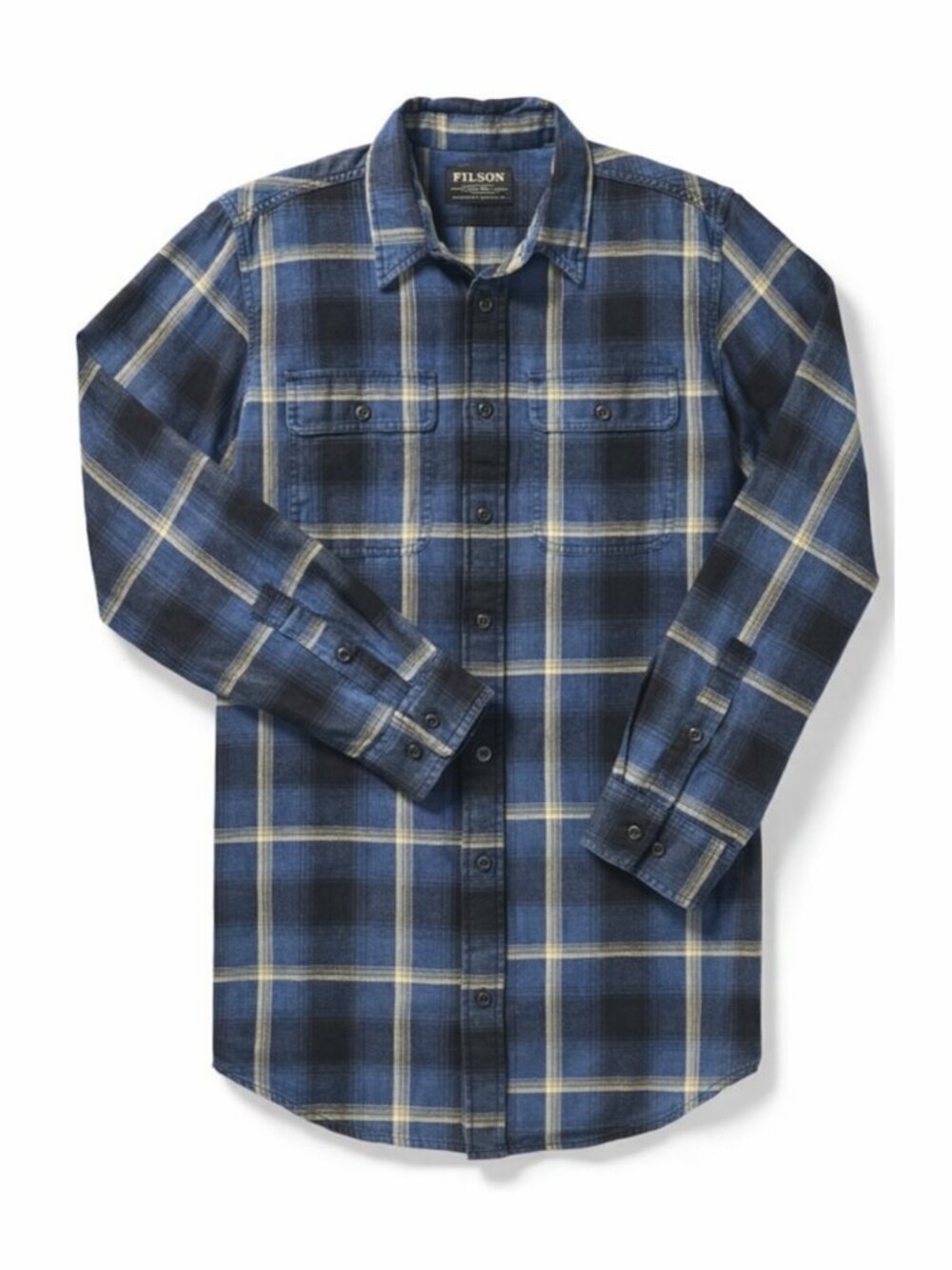 FILSON Scout Shirt Black Blue Long Sleeve Plaid Flannel Men's Size Sml Outdoor